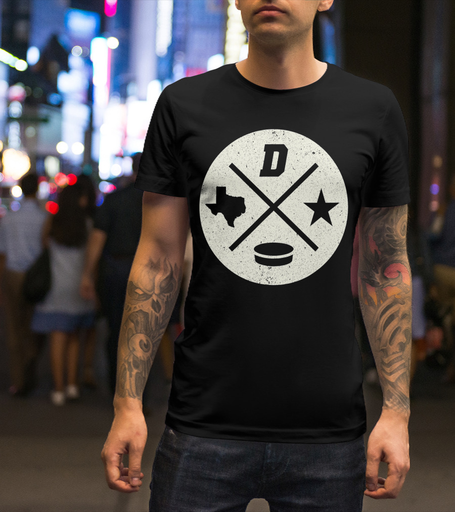 Retro Style Texas Dallas Hockey Puck Lone Star T-Shirt