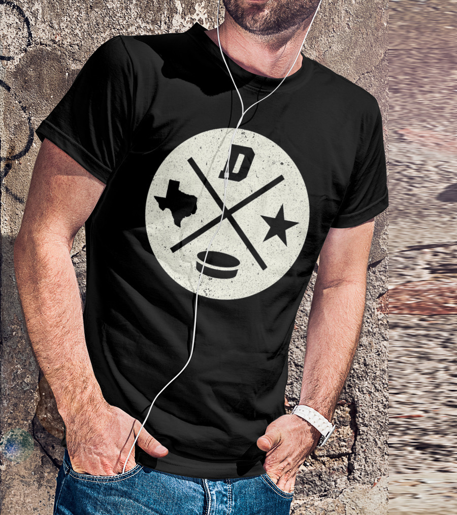 Retro Style Texas Dallas Hockey Puck Lone Star T-Shirt