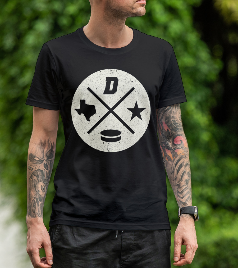 Retro Style Texas Dallas Hockey Puck Lone Star T-Shirt