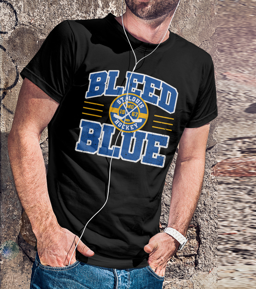 Vintage St. Louis Hockey Bleed Blue 1967 Ice Hockey Sticks T-Shirt
