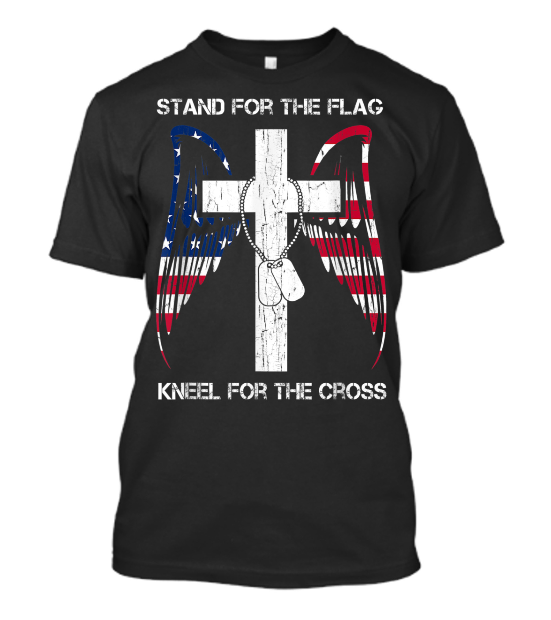 Stand For The Flag Kneel For The Cross US Veteran American Flag T-Shirt