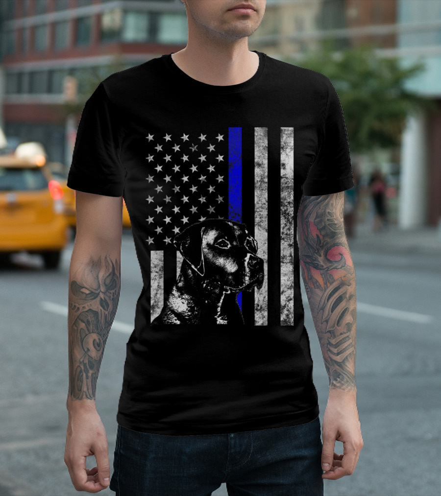 K9 Veterans Day Police Dog American Flag Blue Line T-Shirt