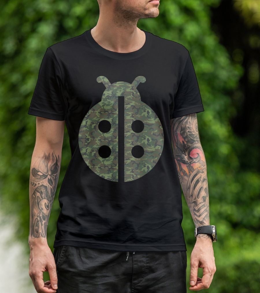 Military Camouflage Ladybird Insect Veteran T-Shirt