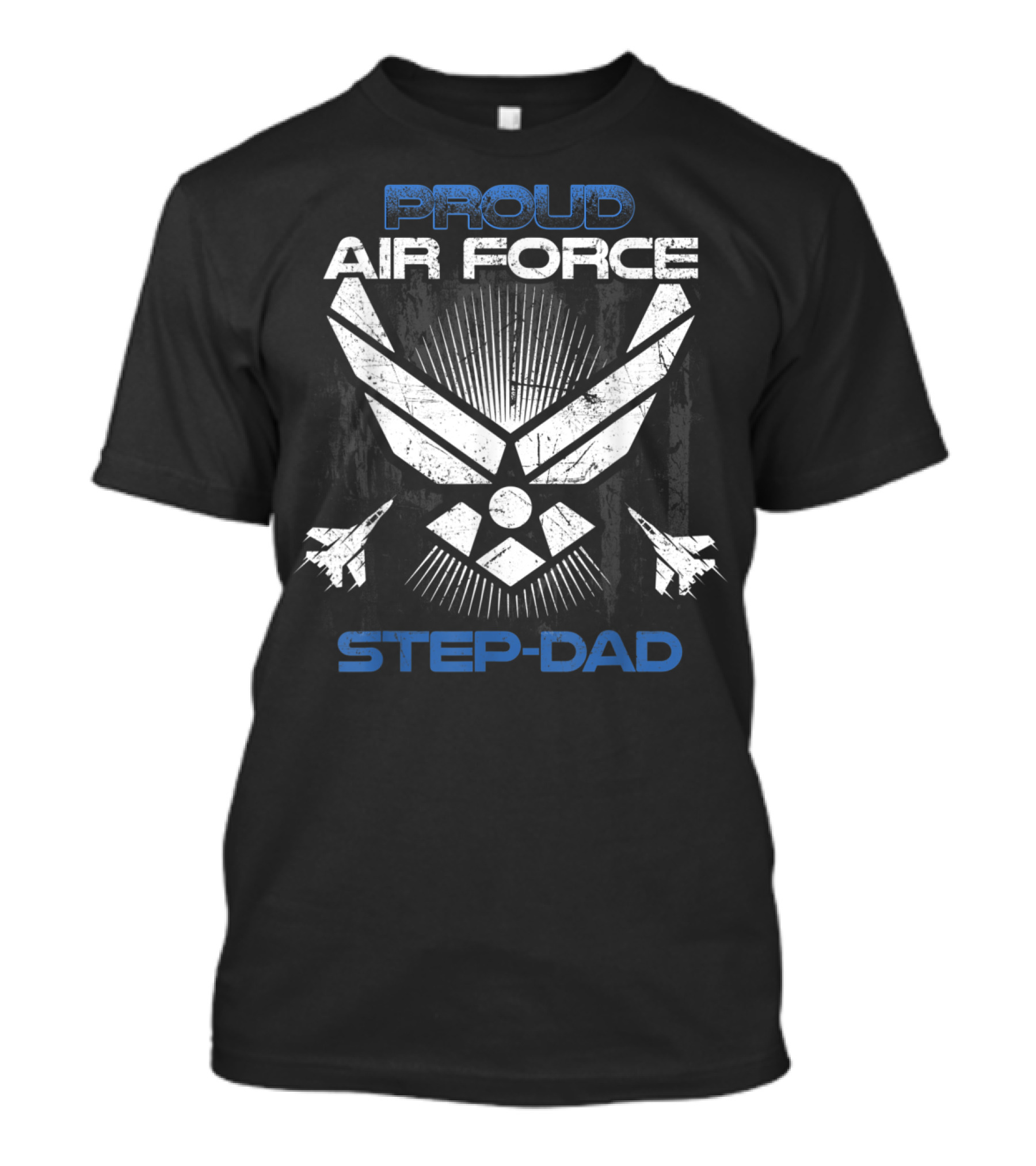 Proud Air Force Stepdad Veterans Day Jets And Emblem T-Shirt