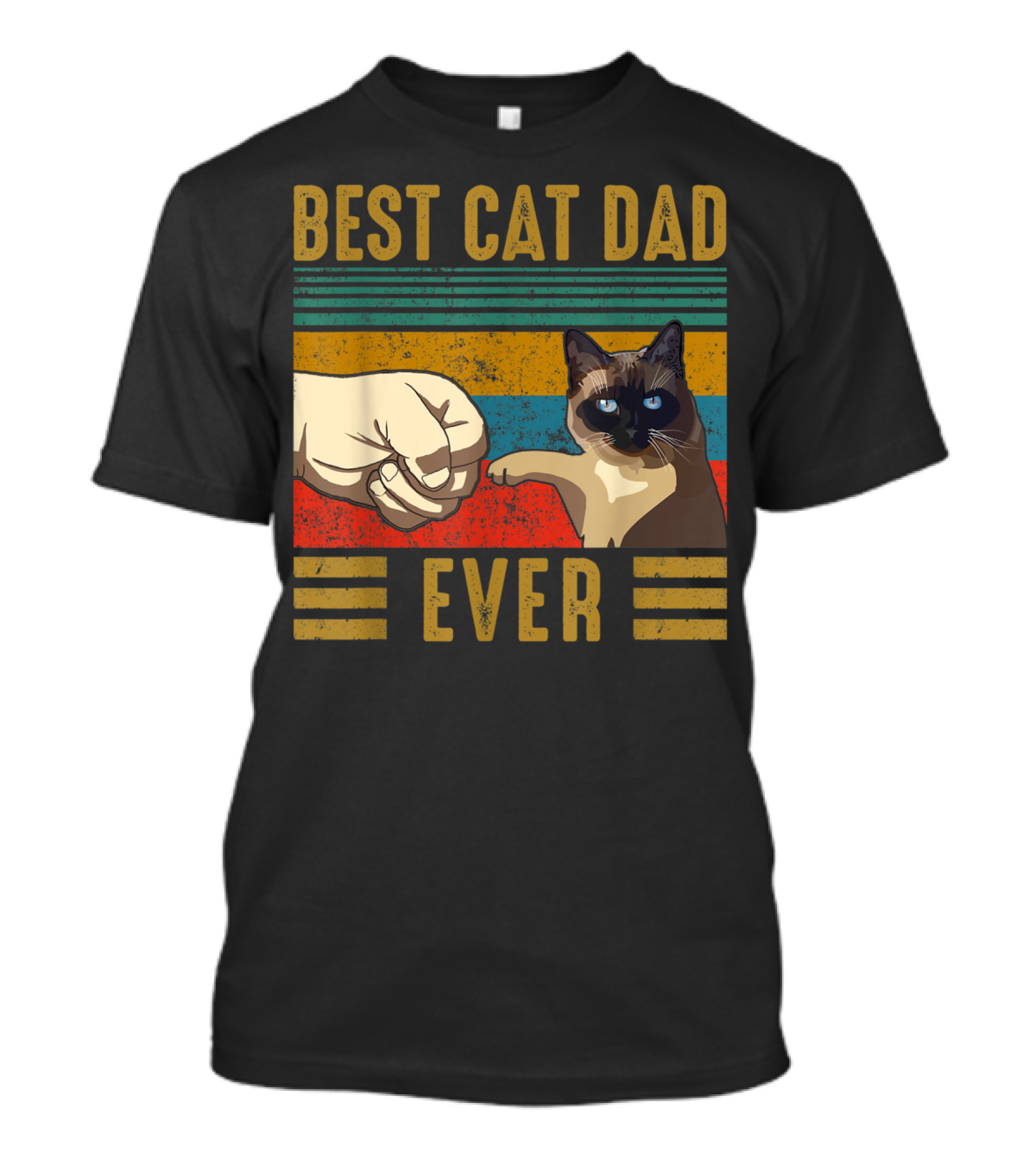 BEST CAT DAD EVER Retro Vintage Fist Bump Cat T-Shirt