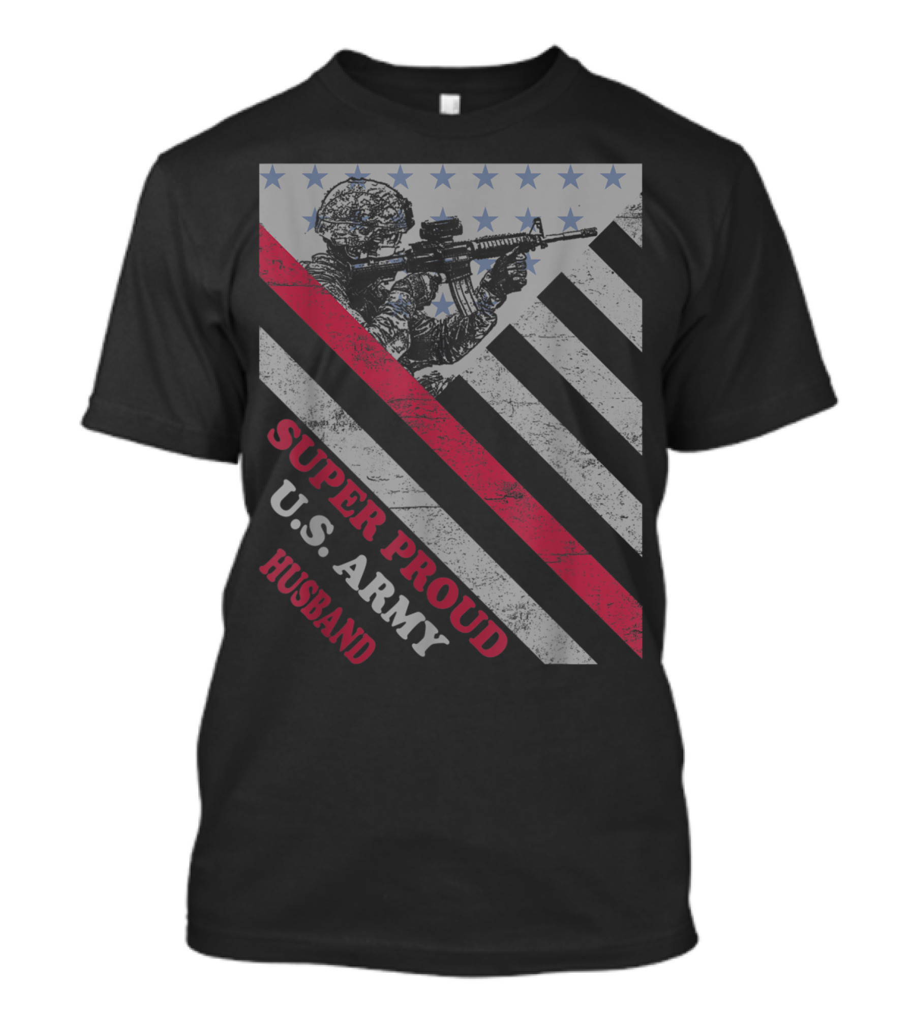 Super Proud U.S. Army Husband Vintage Flag Veteran T-Shirt