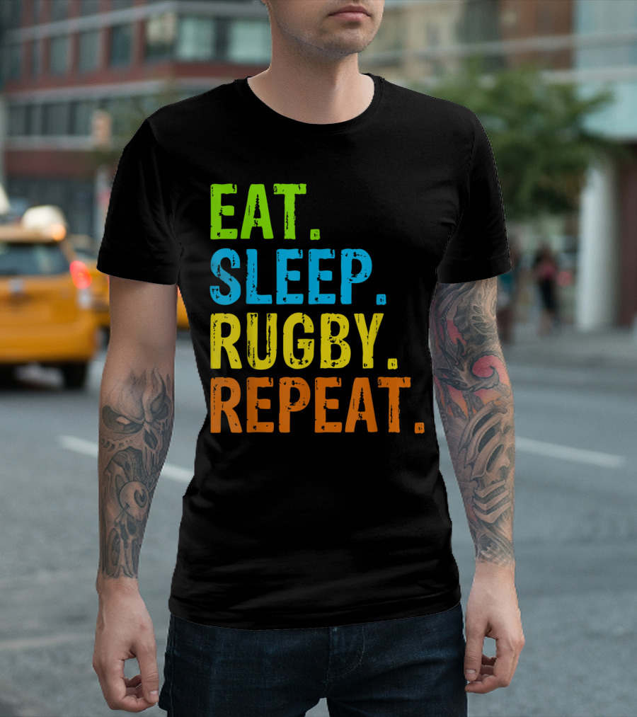 Eat Sleep Rugby Repeat Sport Fan Routine T-Shirt