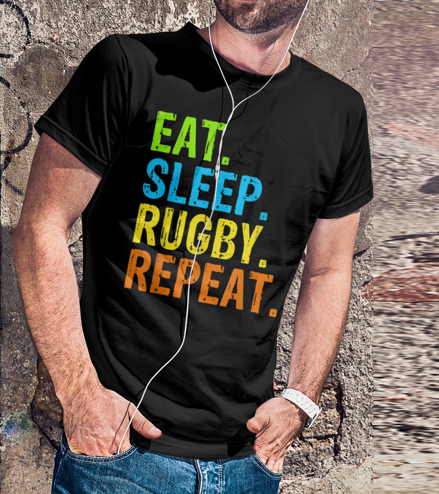 Eat Sleep Rugby Repeat Sport Fan Routine T-Shirt