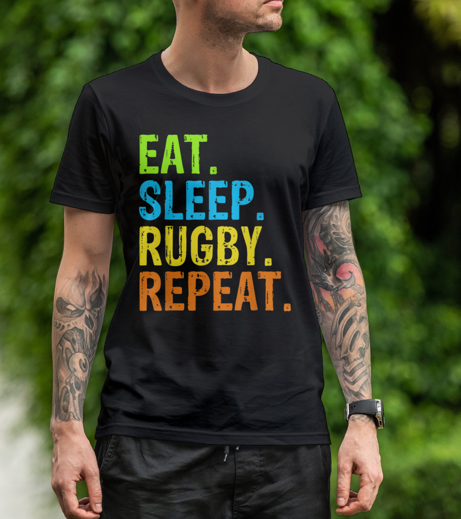 Eat Sleep Rugby Repeat Sport Fan Routine T-Shirt