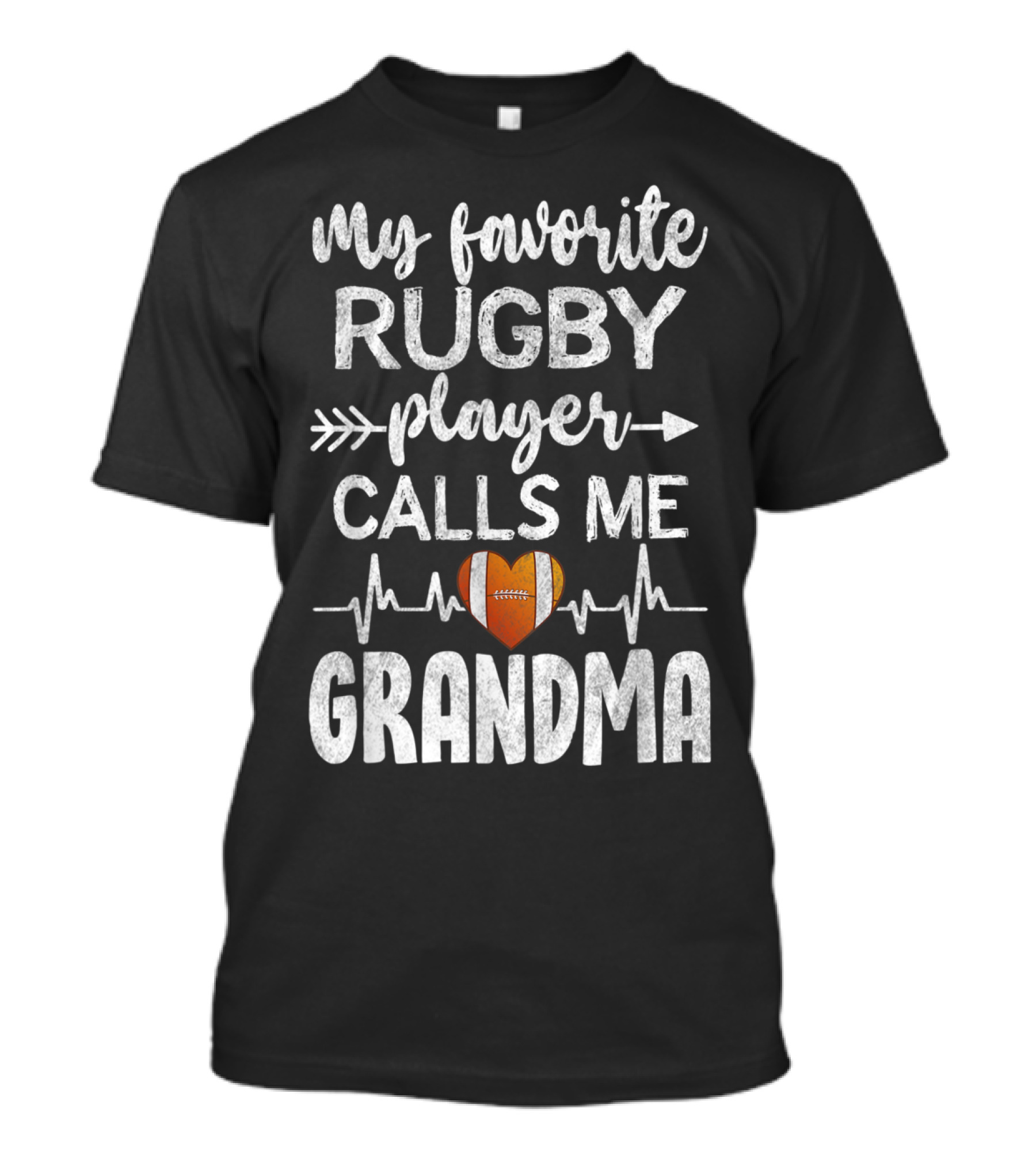My Favorite Rugby Player Calls Me Grandma Heartbeat Arrow T-Shirt