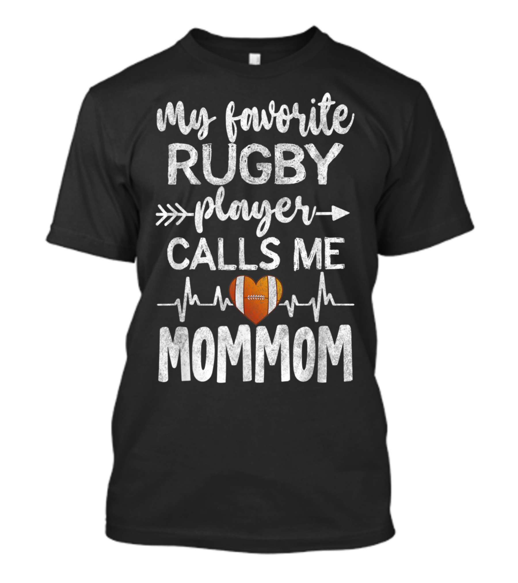 My Favorite Rugby Player Calls Me Mommom Heartbeat Arrow T-Shirt