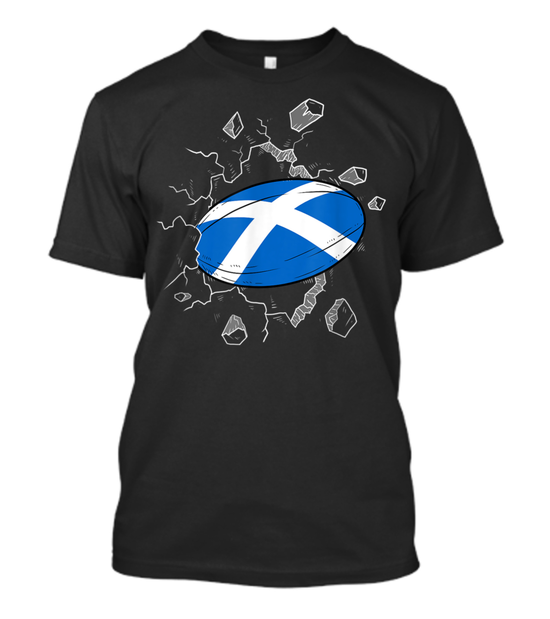 Scotland Rugby Gear Scottish Flag Rugby Ball Cracked Wall T-Shirt
