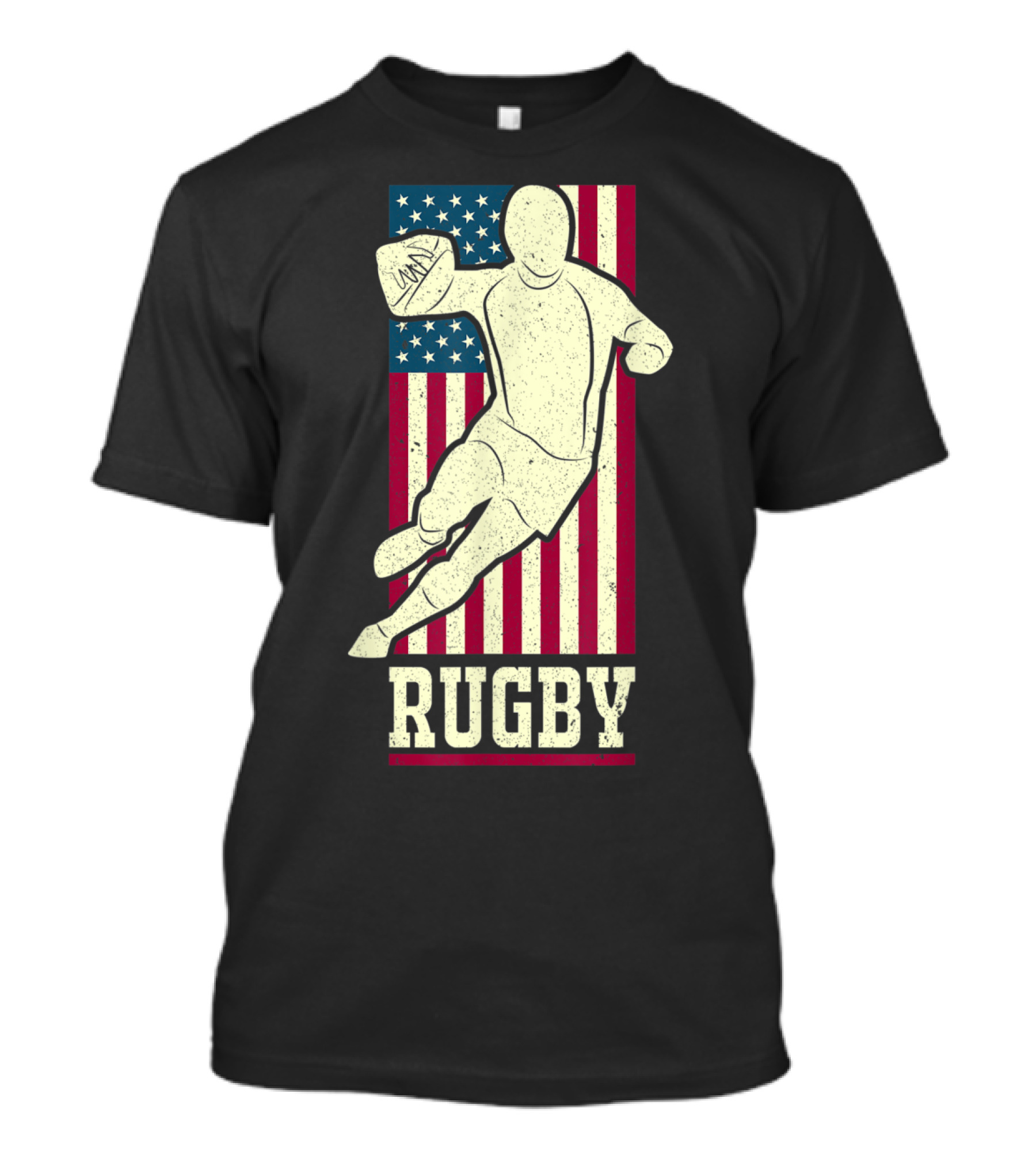 Vintage USA Rugby Player American Flag Rugged T-Shirt