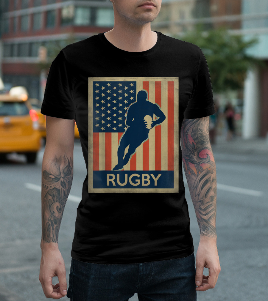 Vintage Rugby American Flag T-Shirt