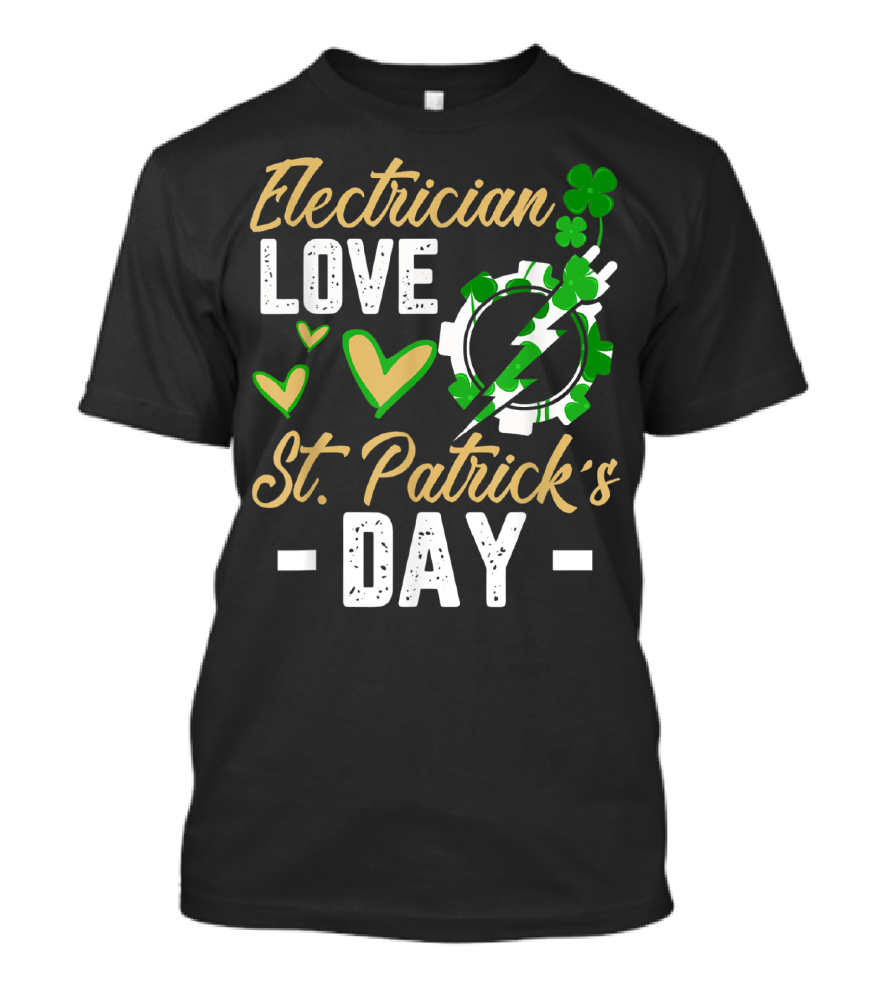 Electrician Love St Patrick's Day Green Shamrock Hearts T-Shirt