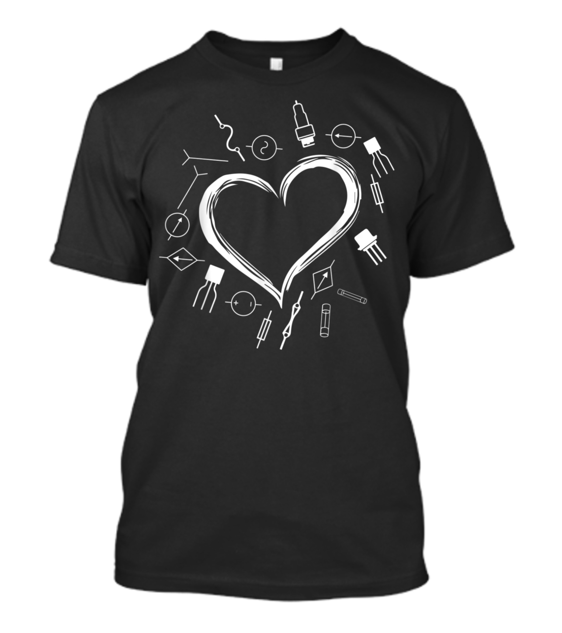 I Love Electrics Heart With Electrician Volt Ampere Symbols T-Shirt
