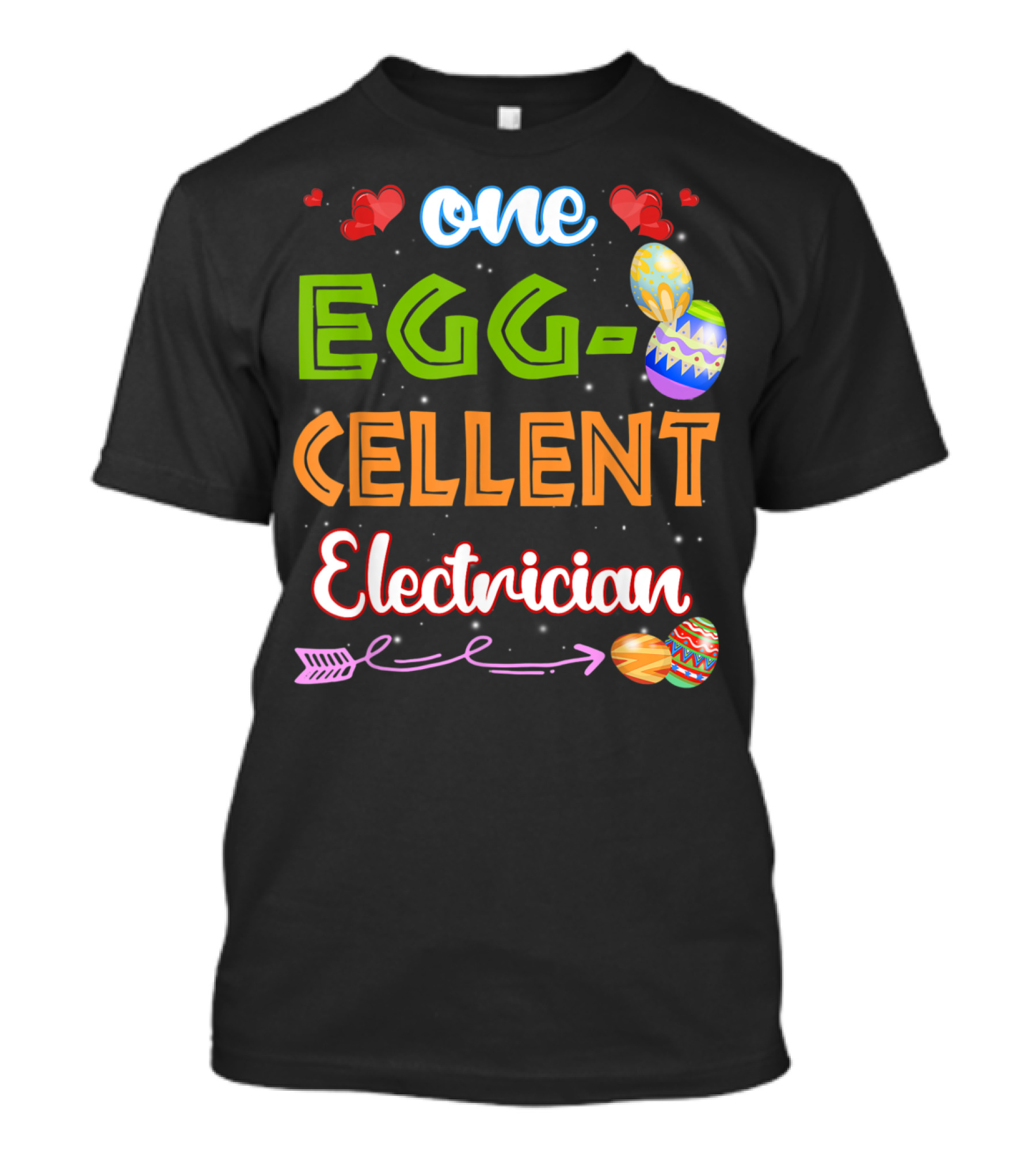 One Eggcellent Electrician With Floral Eggs And Bunny T-Shirt