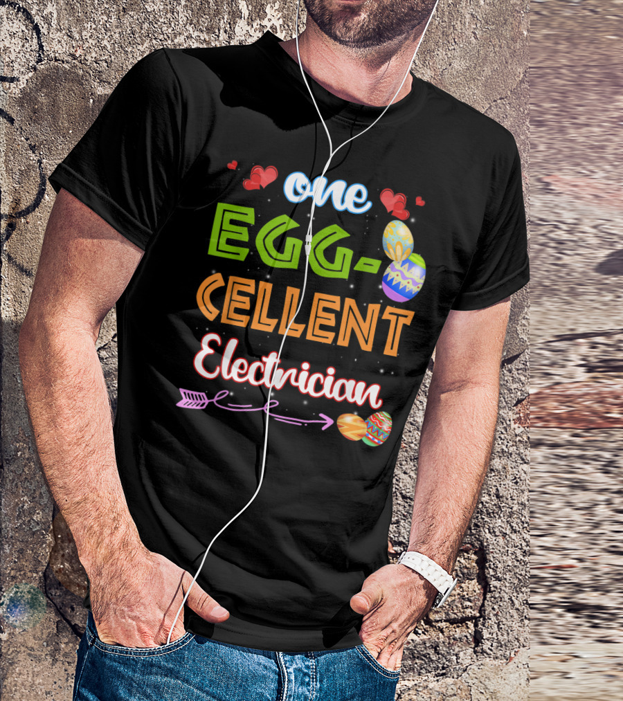 One Eggcellent Electrician With Floral Eggs And Bunny T-Shirt