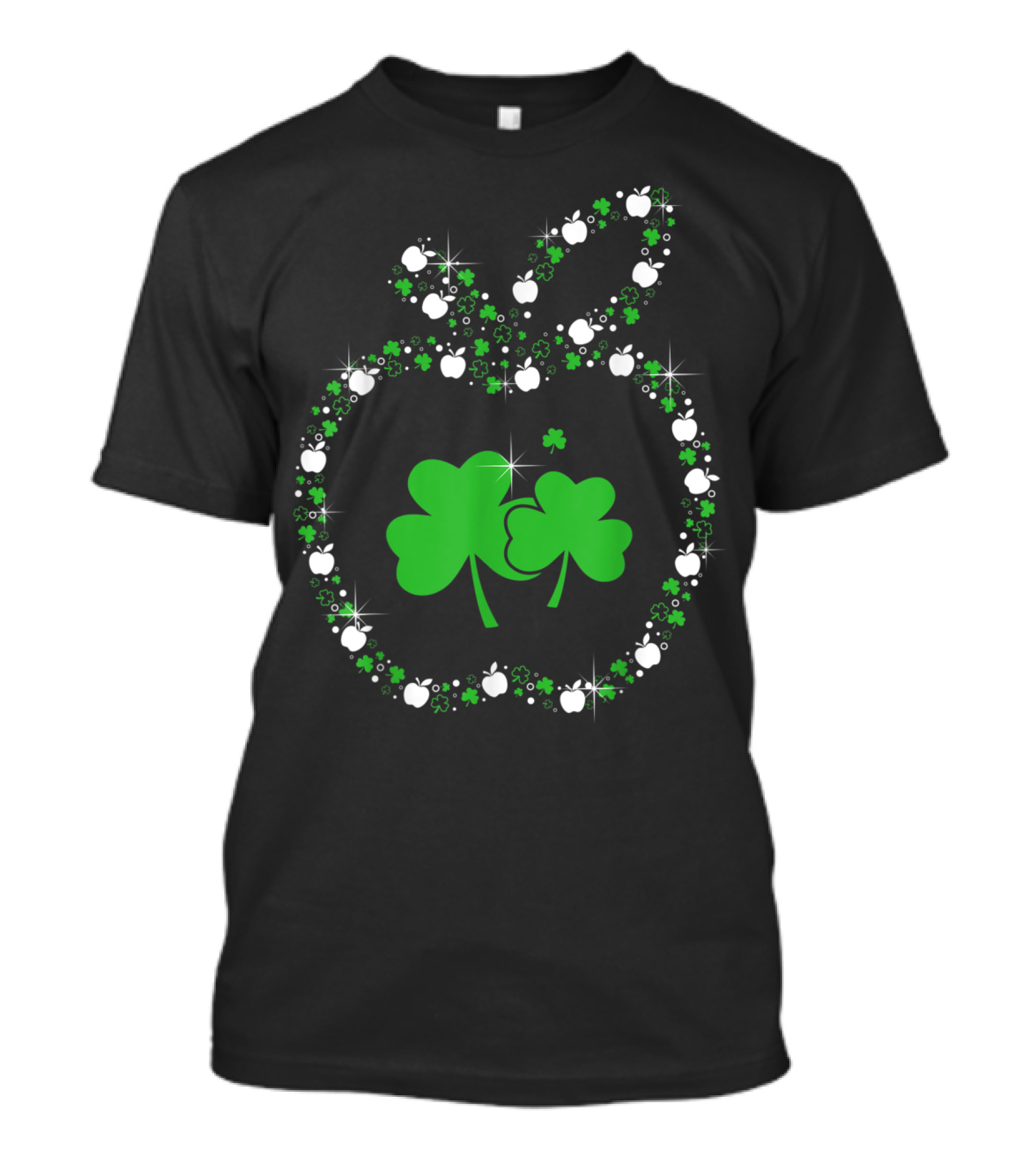 Apple With Shamrocks Teacher Happy Clover T-Shirt