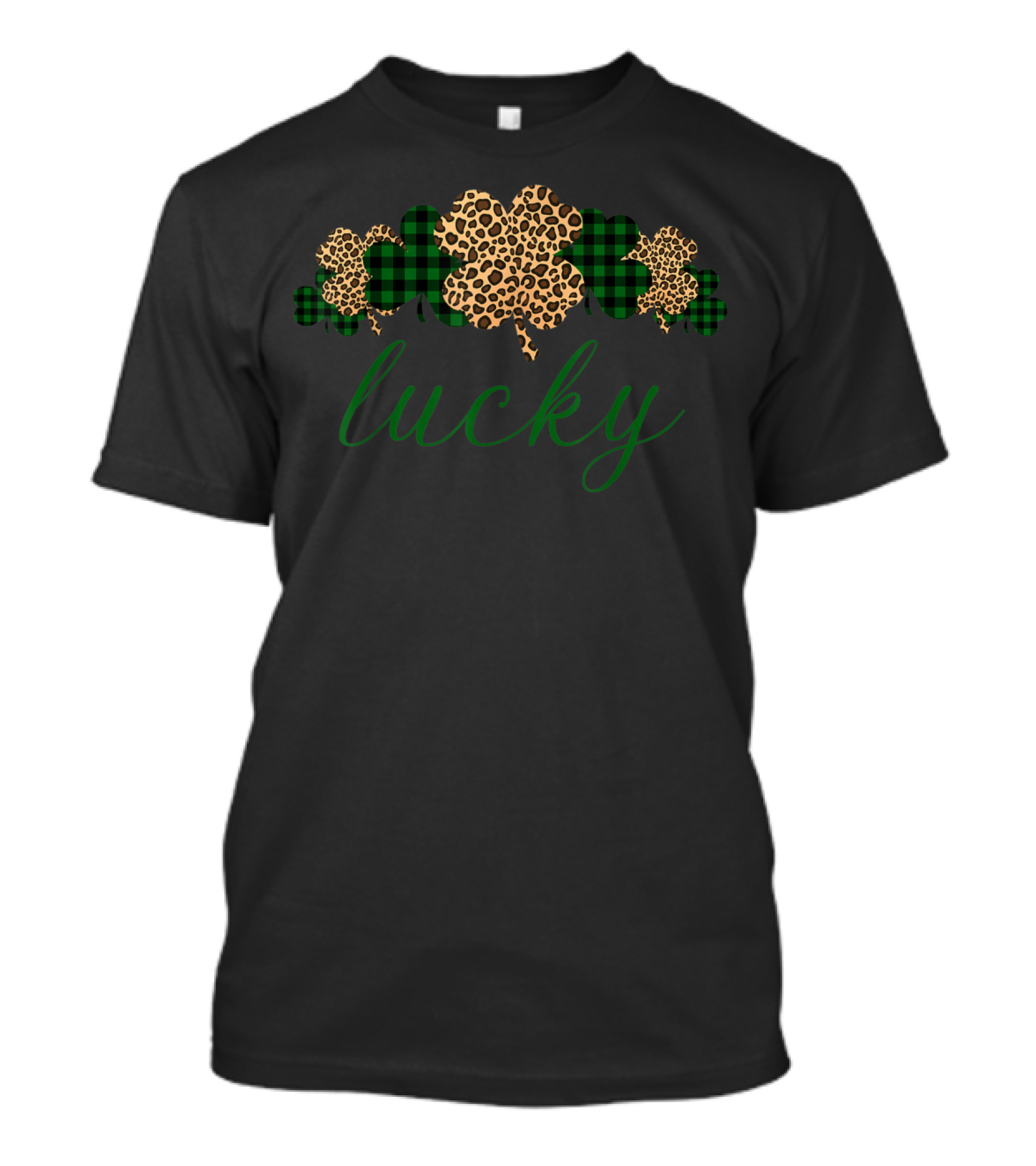 Lucky Buffalo Plaid Leopard Shamrocks Clover T-Shirt