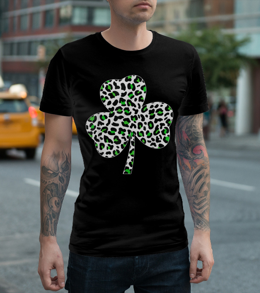 Cute Shamrock Leopard Print Clover T-Shirt