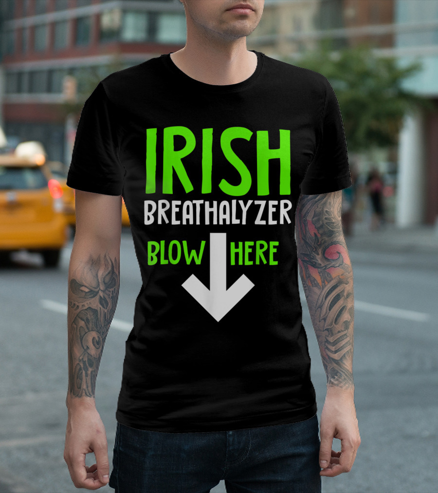 Irish Breathalyzer Blow Here Arrow T-Shirt