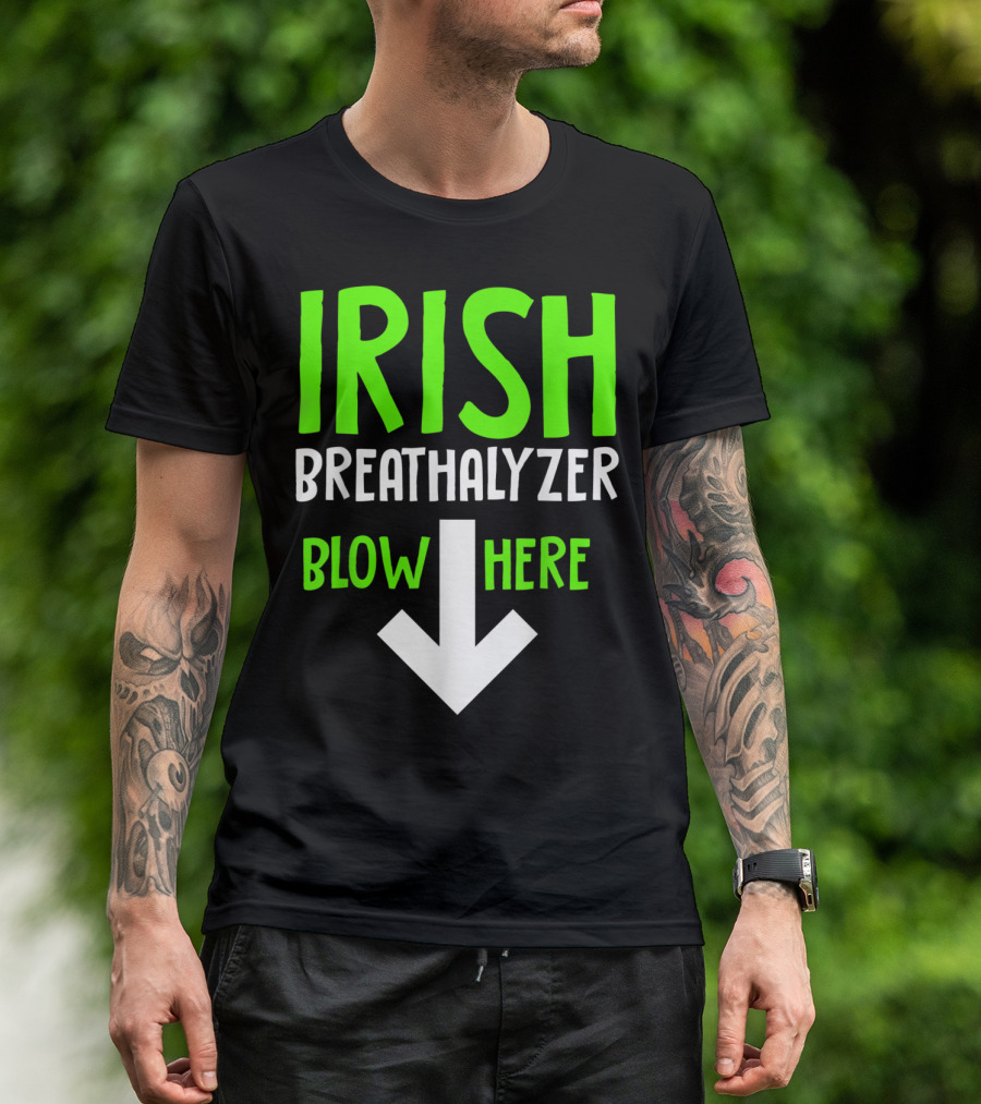 Irish Breathalyzer Blow Here Arrow T-Shirt