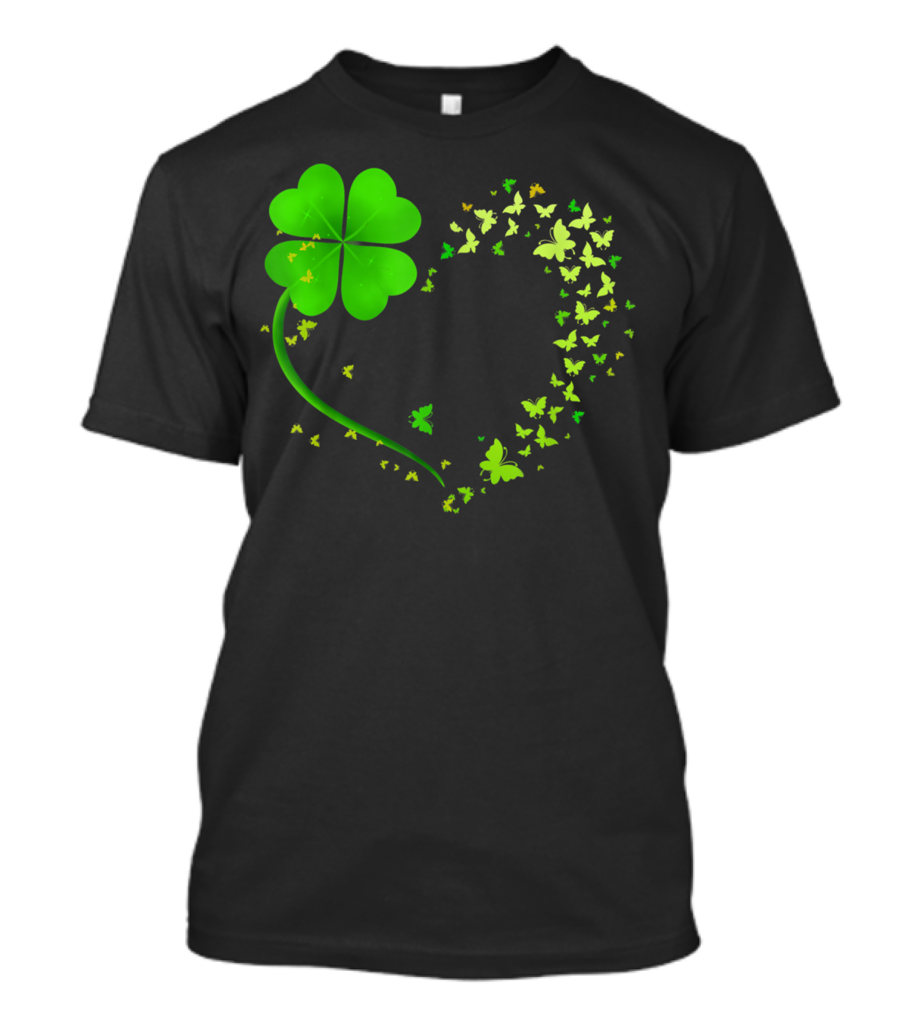 Heart-Shaped Shamrock And Butterfly Happy St Patrick's Day T-Shirt