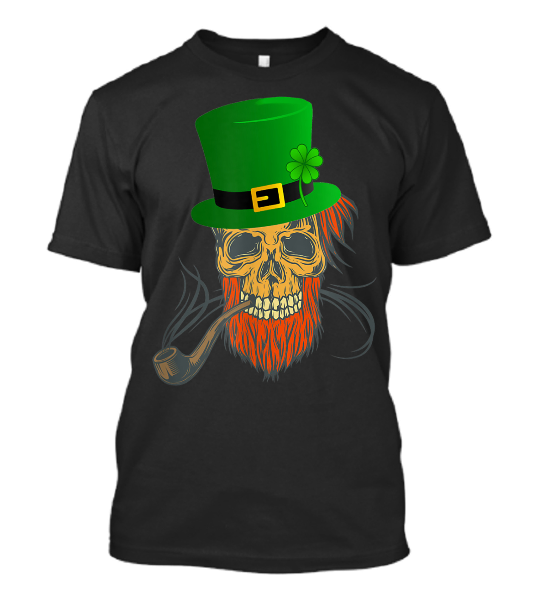 Saint Patrick's Day Skull With Pipe And Green Top Hat T-Shirt