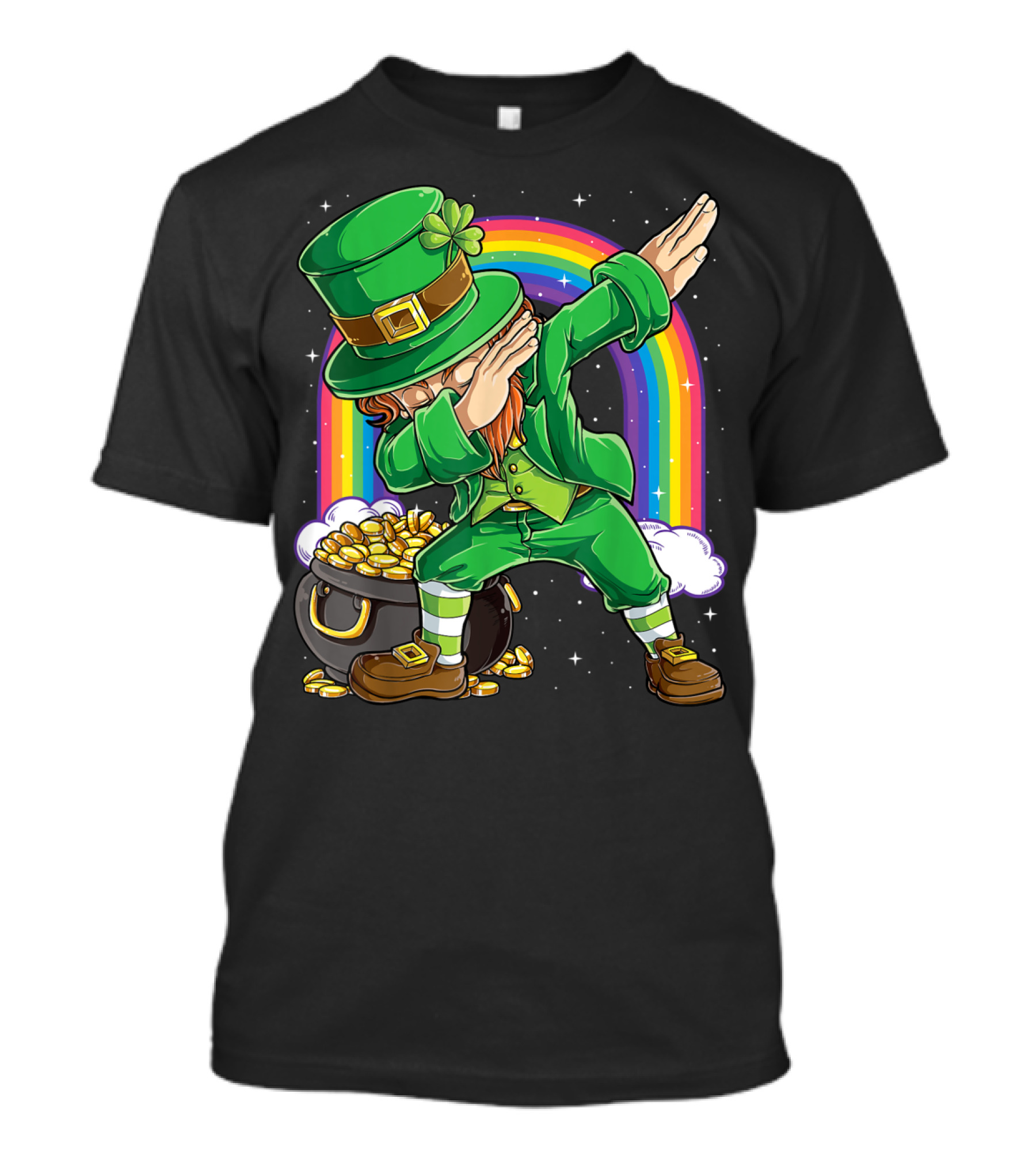 St Patricks Day Dabbing Leprechaun Rainbow Pot Of Gold T-Shirt