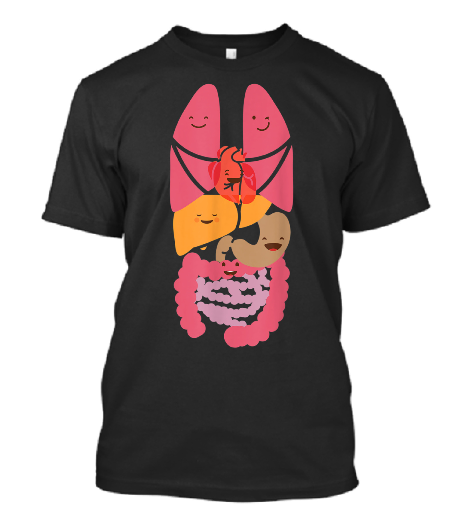 Cool Body Anatomy Funny Organ Costume With Smiling Lungs And Heart T-Shirt