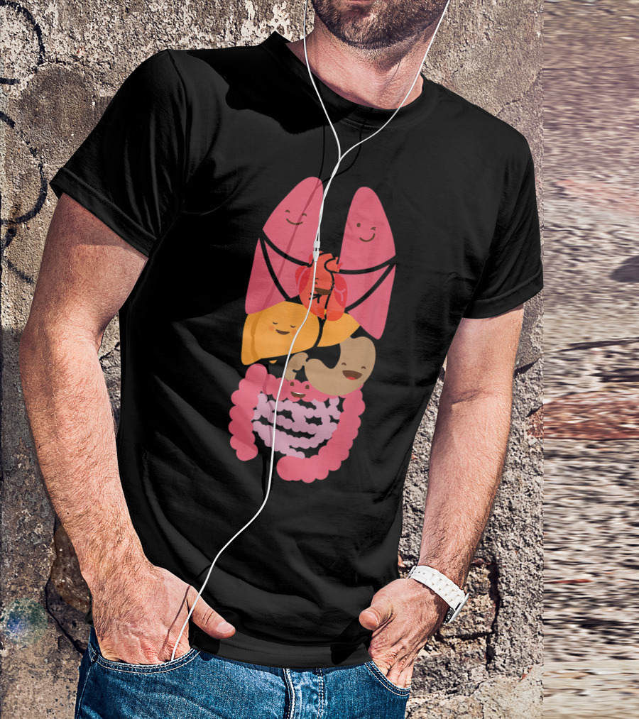 Cool Body Anatomy Funny Organ Costume With Smiling Lungs And Heart T-Shirt