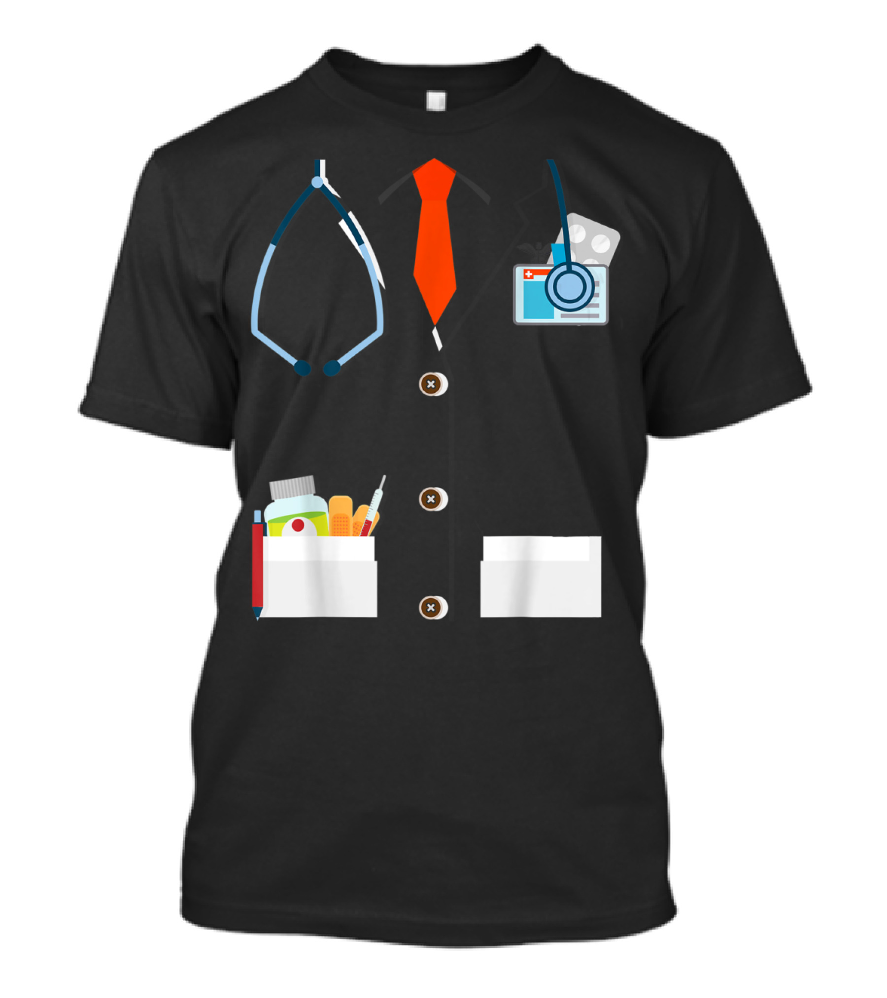 Doctor Halloween Costume With Stethoscope And Medical Tools T-Shirt