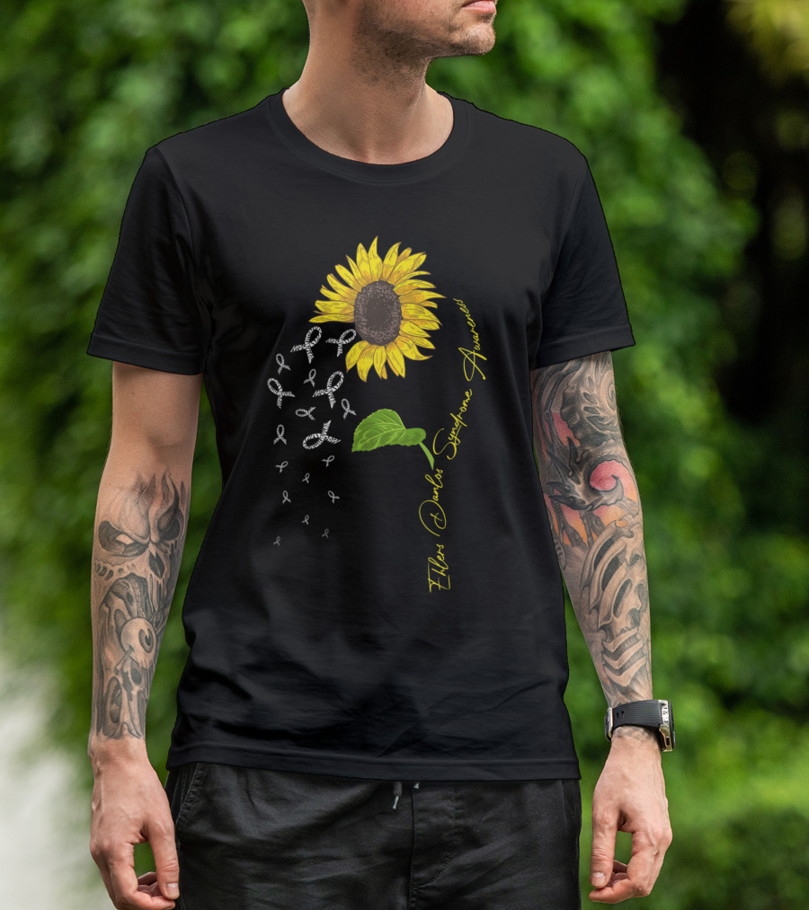 Ehlers Danlos Syndrome Awareness Sunflower And Ribbons T-Shirt