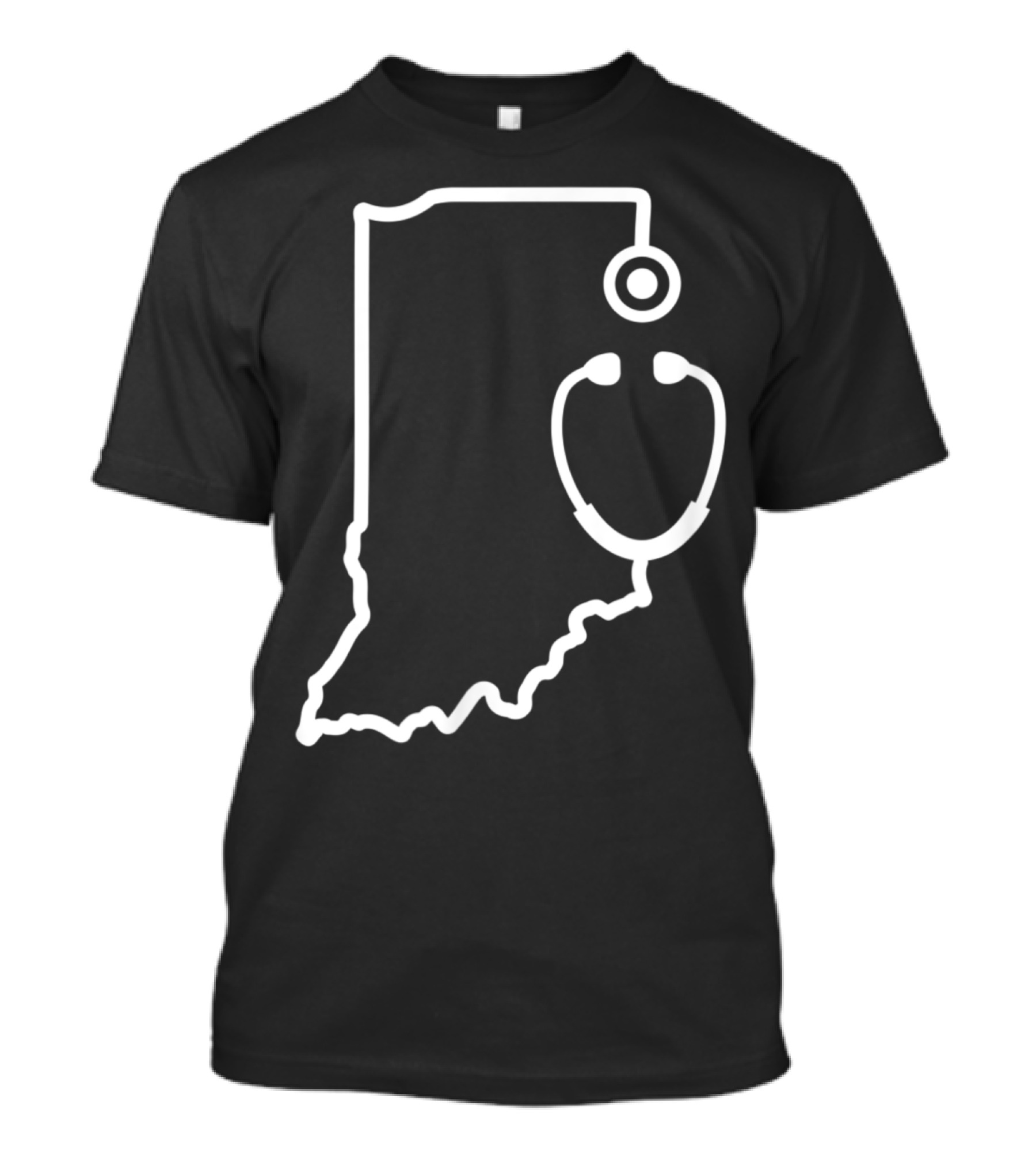 Indiana State Outline Stethoscope Medical Professional T-Shirt