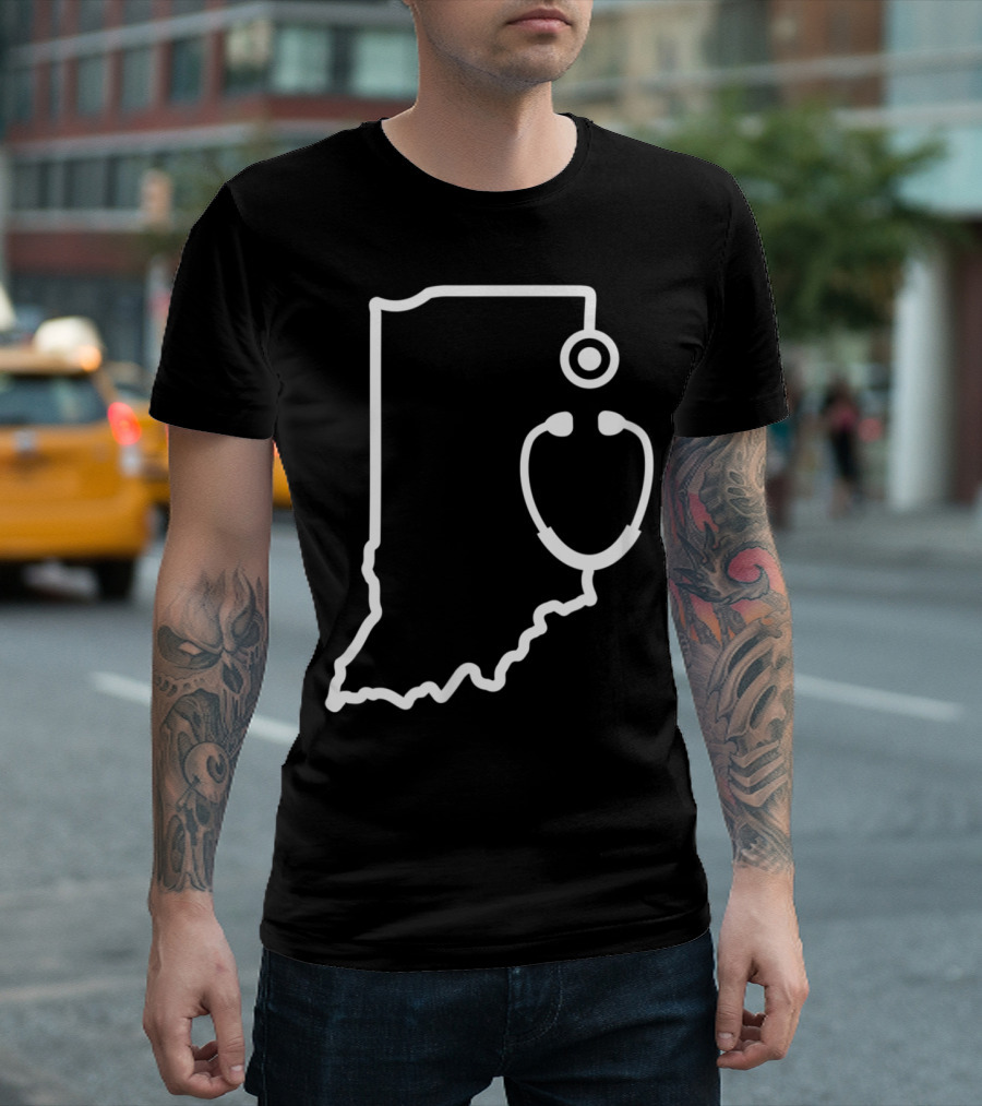 Indiana State Outline Stethoscope Medical Professional T-Shirt
