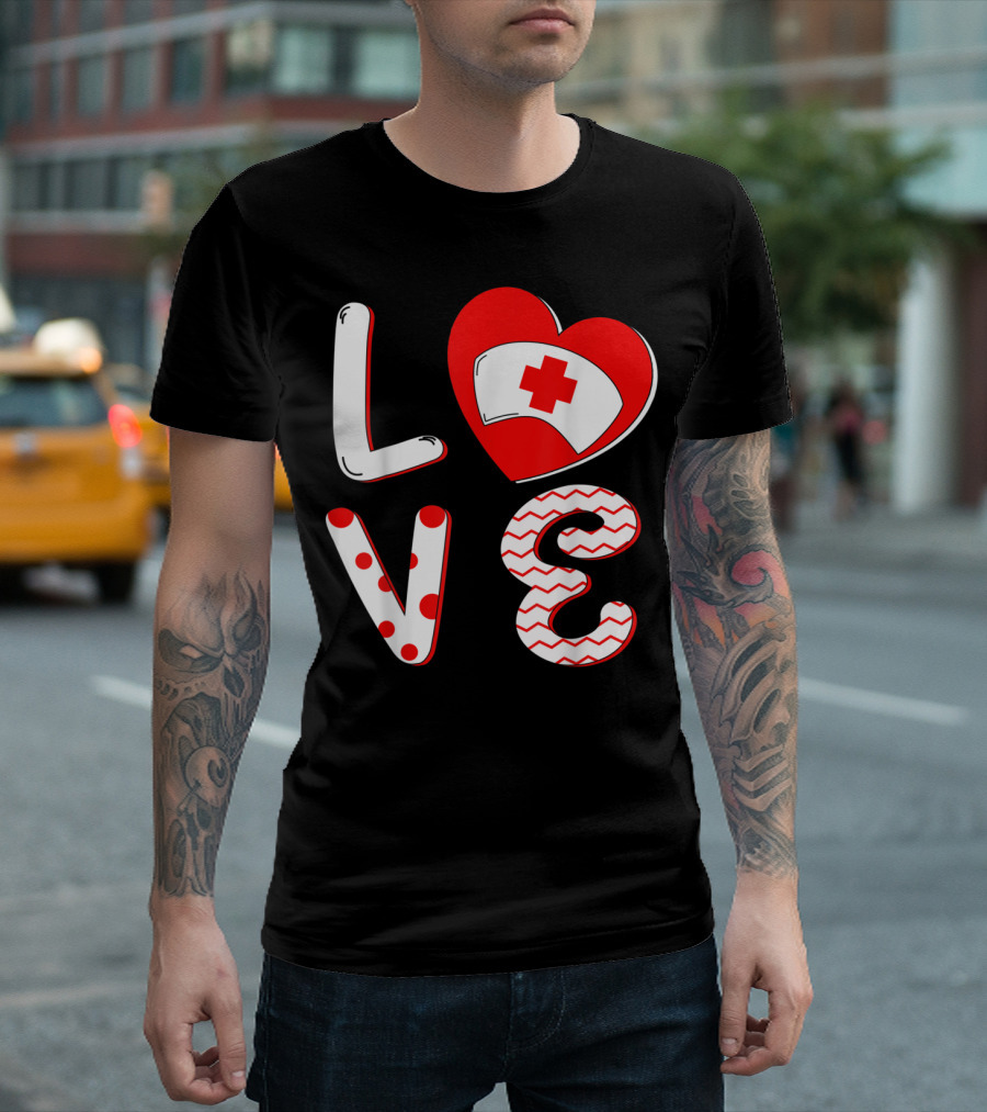 Medical Nurse Valentine's Day Love Heart Cap Nurse T-Shirt