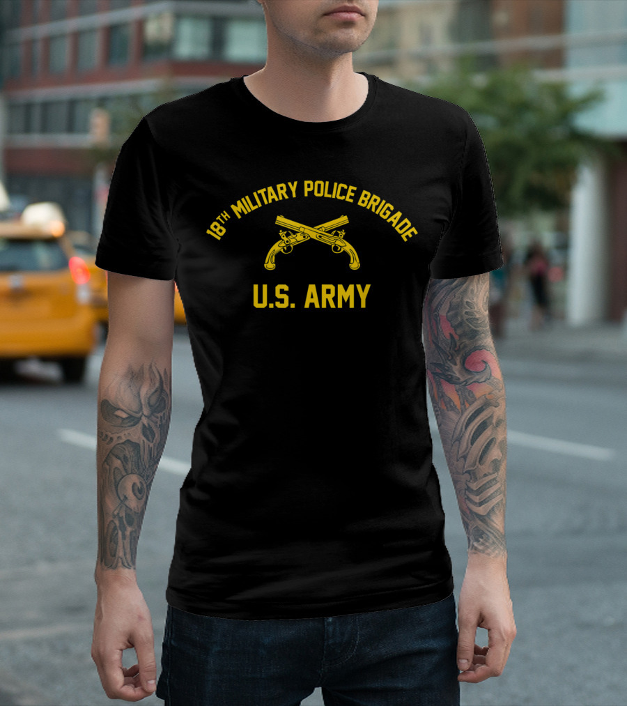 18th Military Police Brigade U.S. Army Vintage Pistol Emblem T-Shirt