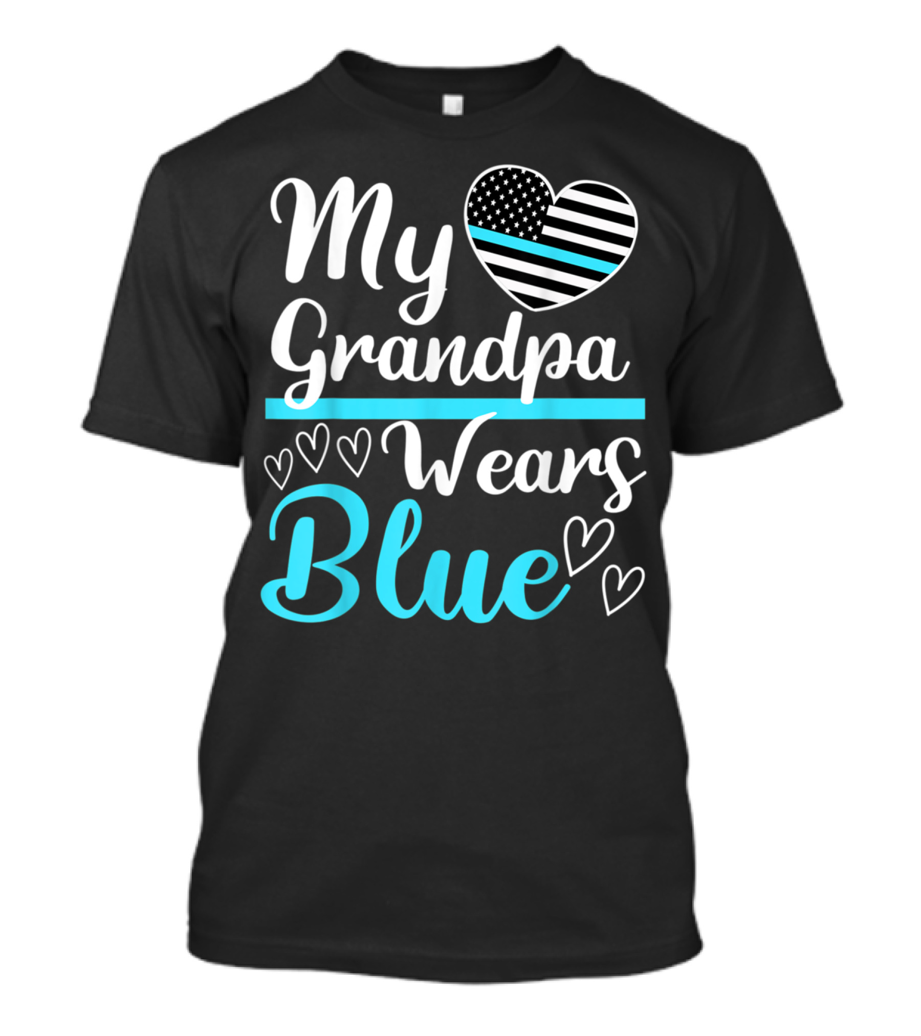 My Grandpa Wears Blue Police Heart Granddaughter T-Shirt