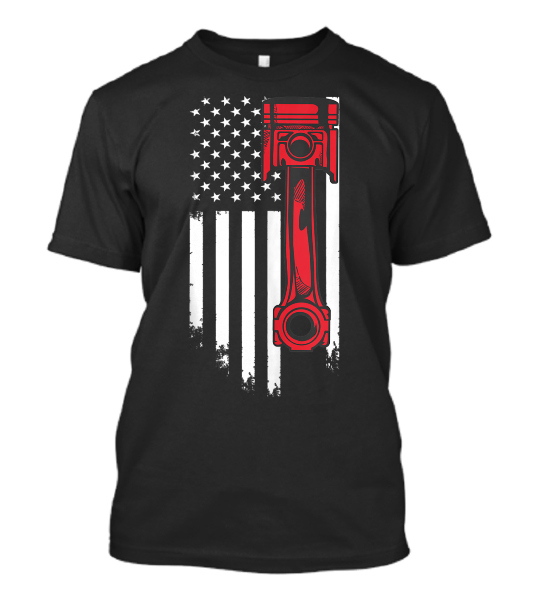 Mechanic Enthusiasts American Car Piston USA Flag T-Shirt