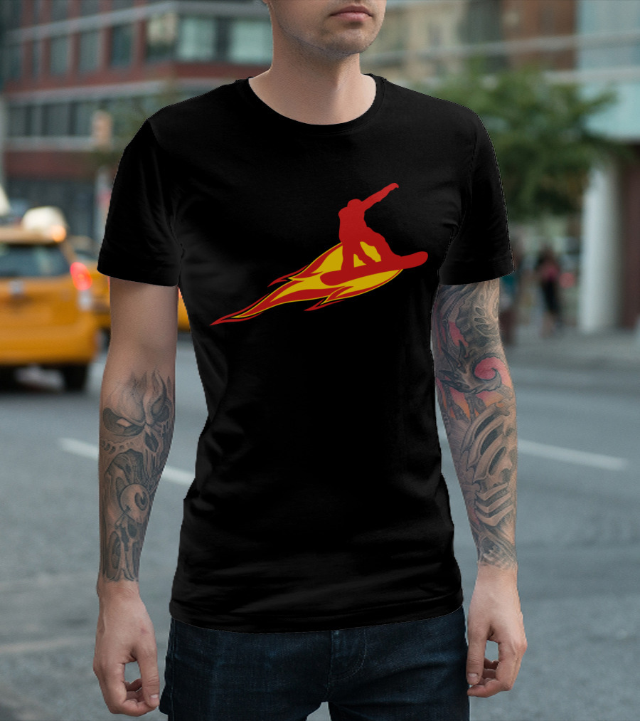 Burn Blaze Fire Hot Snowboard Jump Explosion T-Shirt