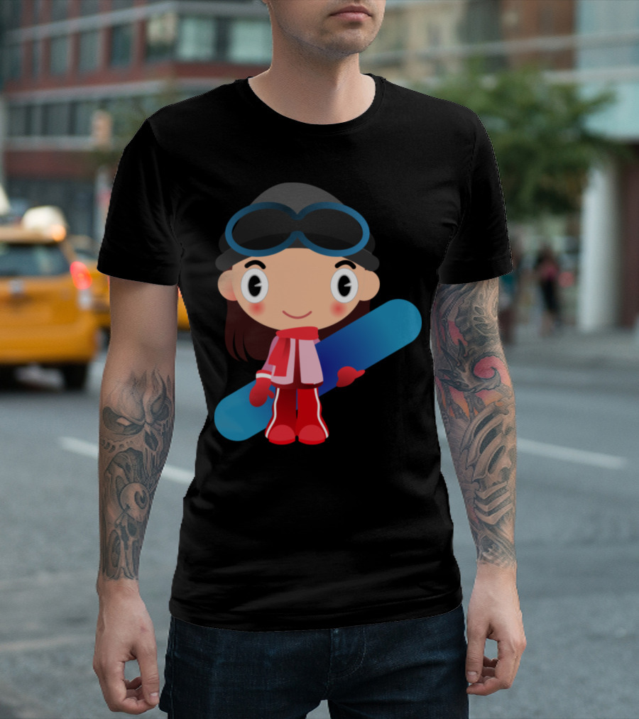 Girl with Goggles and Snowboard T-Shirt