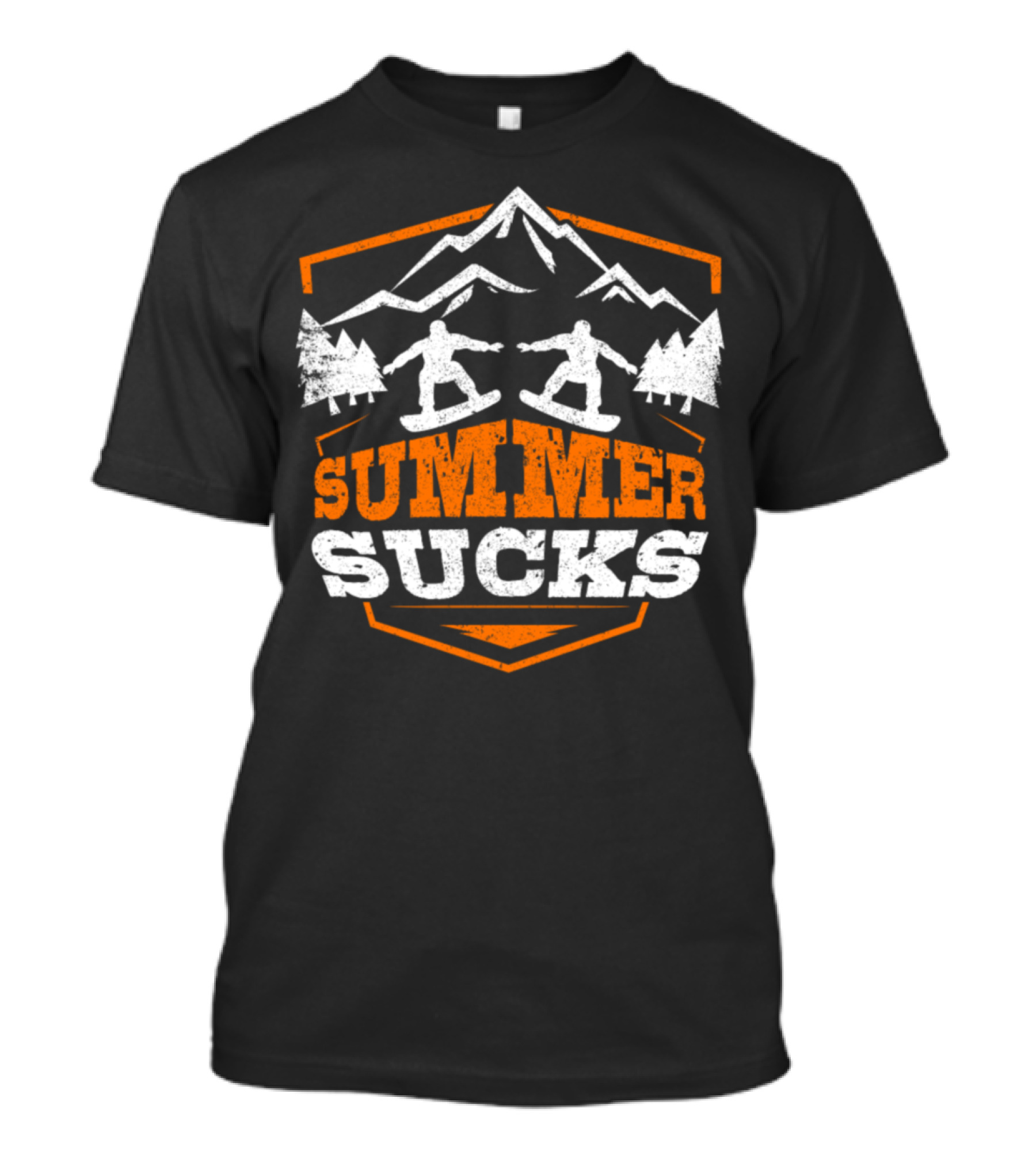 Summer Sucks Funny Snowboarding Mountains And Trees T-Shirt
