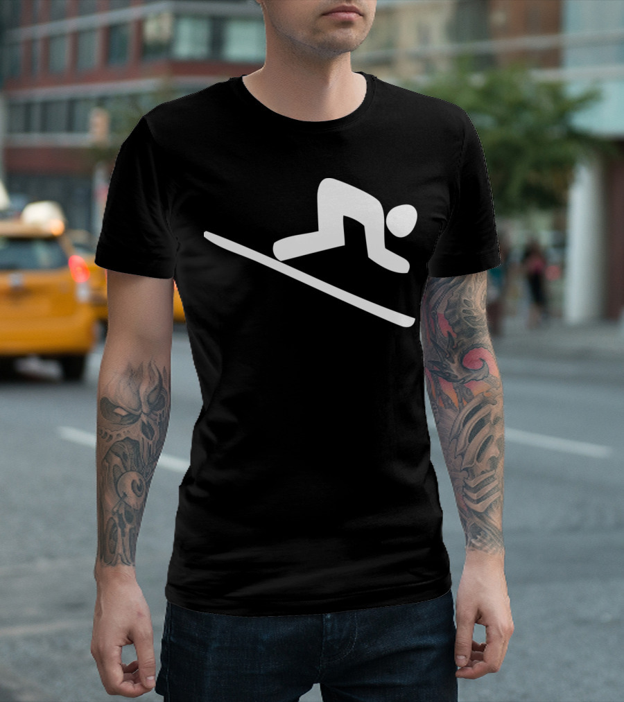 Downhill Skiing Icon Silhouette Simple White T-Shirt