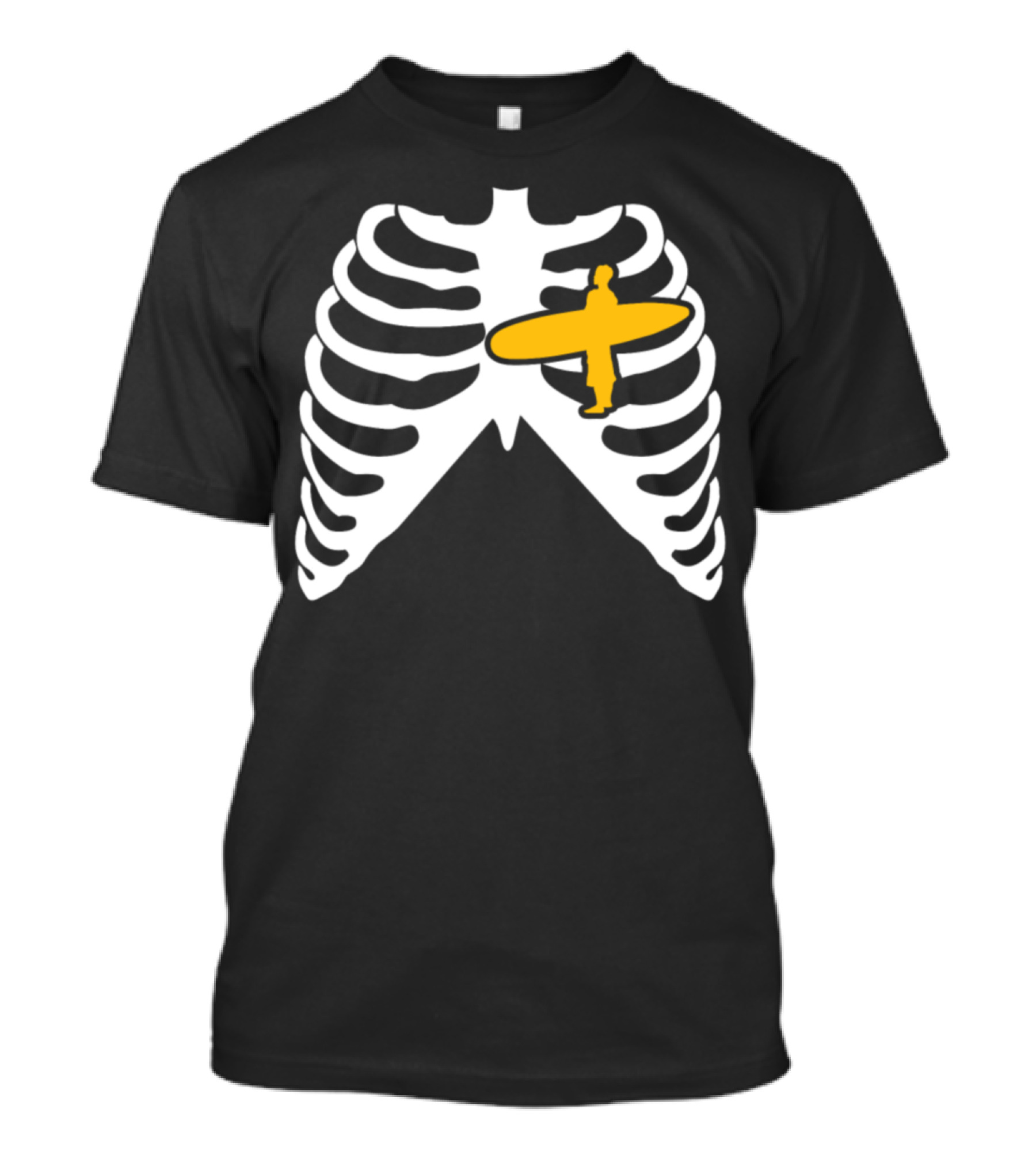 My Heart Beats For Surfing Skeleton Ribcage Surfer T-Shirt