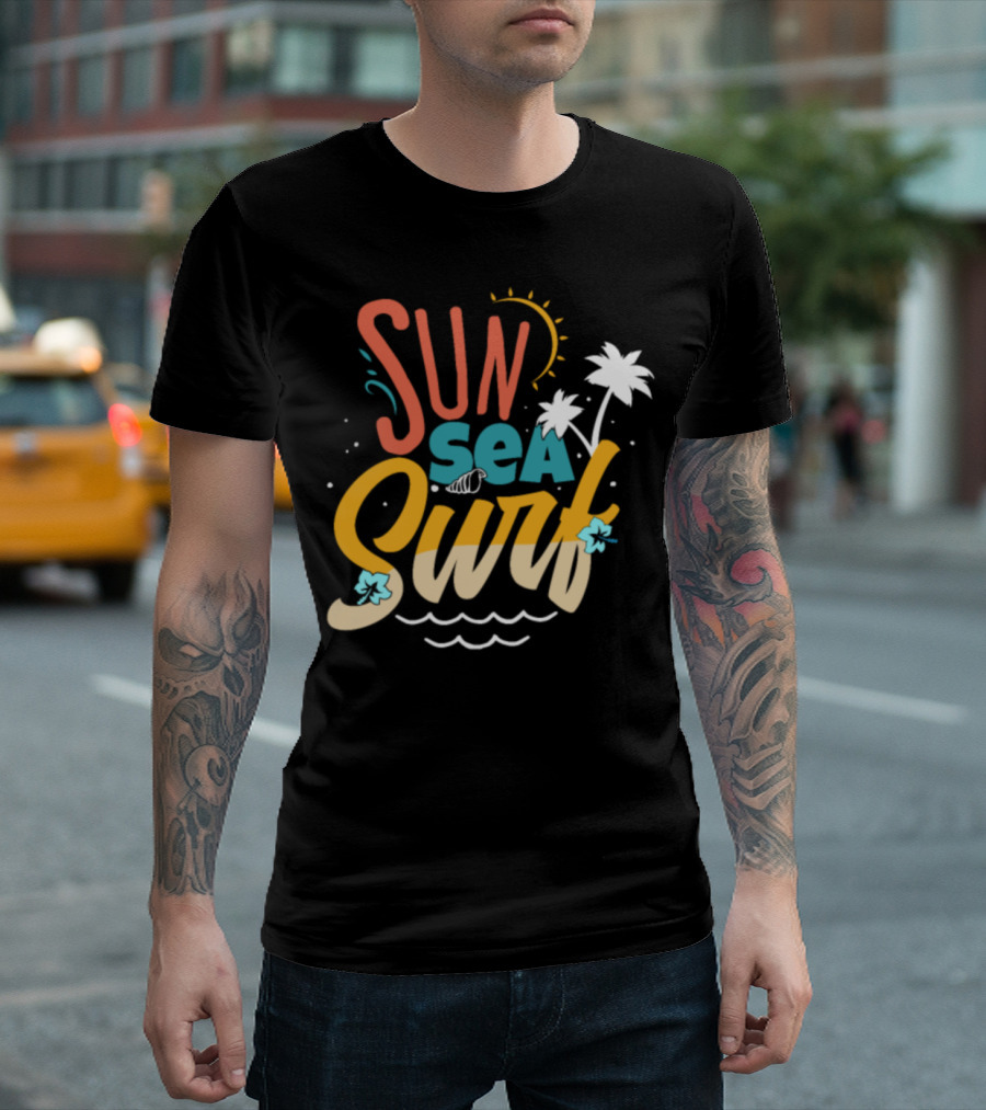 Sun Sea Surf Tropical Summer Beach Vibes T-Shirt