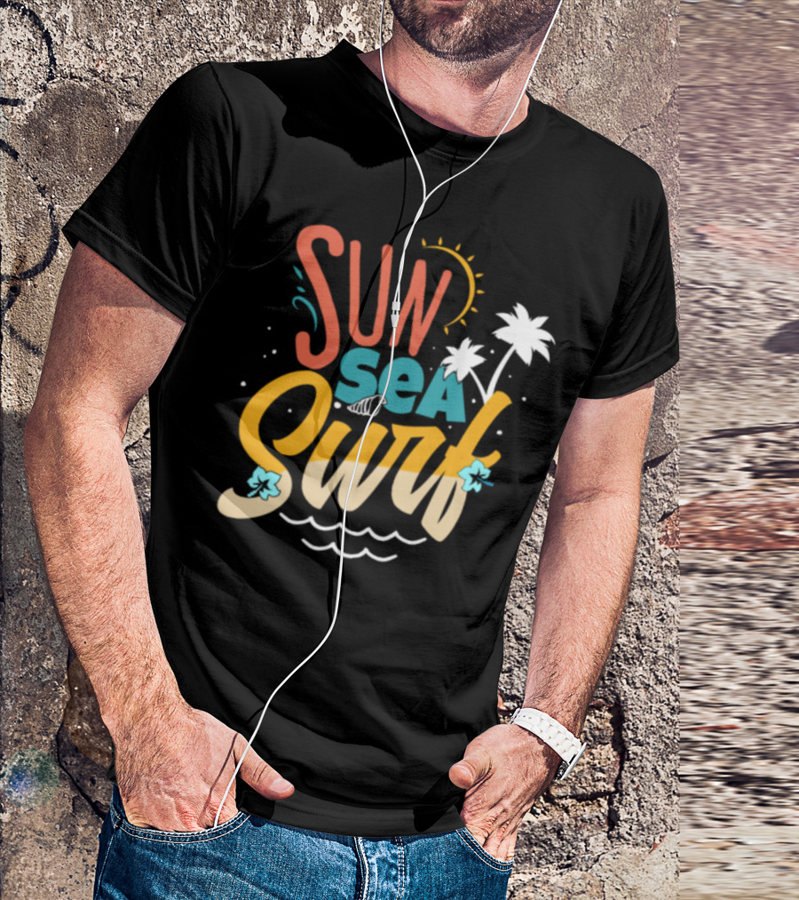 Sun Sea Surf Tropical Summer Beach Vibes T-Shirt