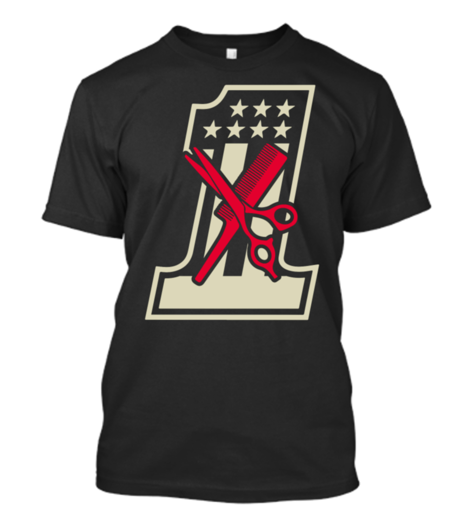 Hair Stylist Number One USA American Flag Scissors Comb Stars T-Shirt