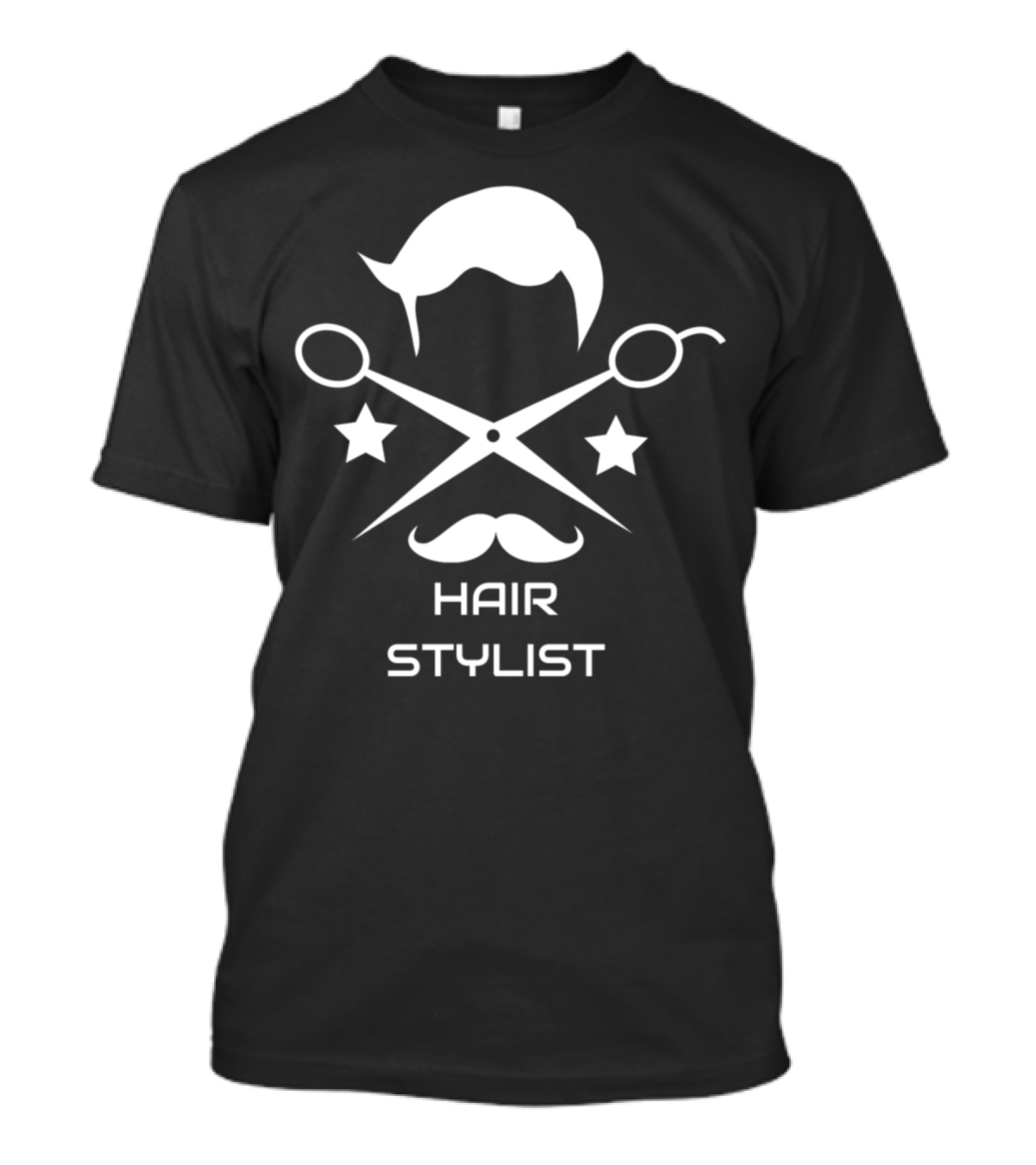 Hair Stylist Barber Scissors And Mustache Icon Fashion T-Shirt