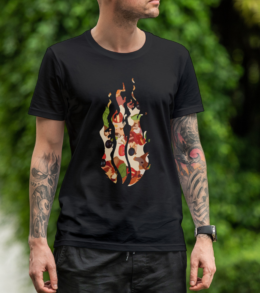 Preston Love Pizza Flame Pepperoni Sausage Olives T-Shirt